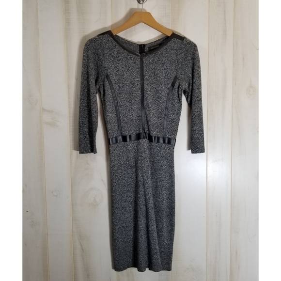 The Limited Dresses & Skirts - The Limited Gray Knit Dress Faux Leather Trim XS